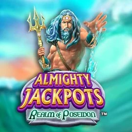 Almighty Jackpots – Realm of Poseidon slot logo by Novomatic at Leon Casino