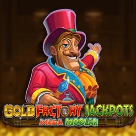 Gold Factory Jackpots Mega Moolah game by Aurum Signature Studios – logo hosted on Leon Casino